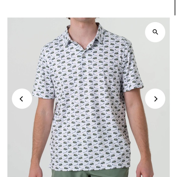BURLEBO Men's Polo Shirt in White and Green - Picture 1 of 2